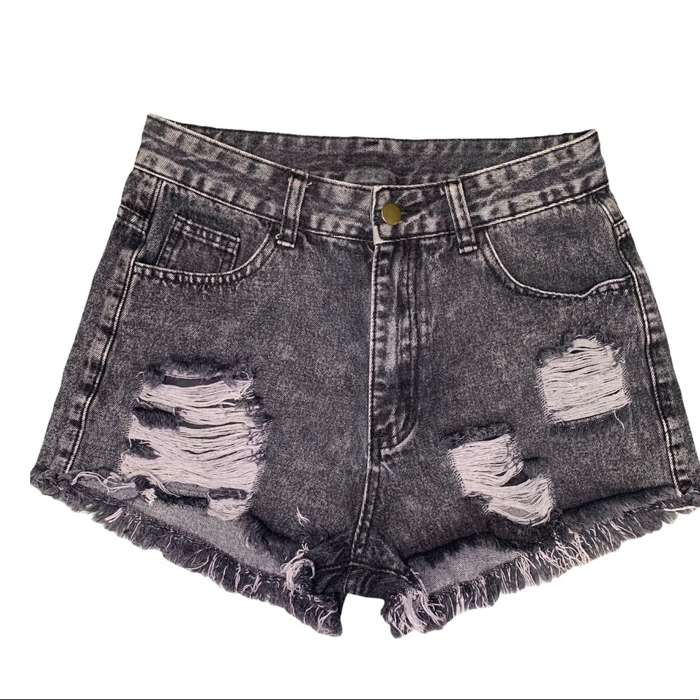 Black Acid Wash SHEIN Jean Shorts